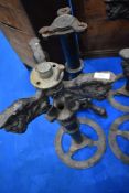 A pair of cast iron table bases, these originally came off The Swan Steamer, Windermere, height