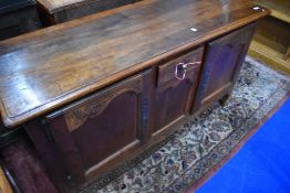 A 19th Century and later French cherry wood sideboard or dresser base of small proportions, approx