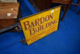 A metal sign having scaffold clip attachments , approx 70 x 48cm