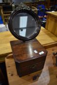 A 19th Century mahogany shaving mirror having trinket and drawer base, approx. Dimensions W24 D25
