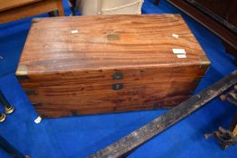 A vintage camphor wood campaign style bedding box, approx 77 x 38 x 35cm