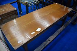 A vintage golden oak coffee table approx 116 x 40cm (height 39cm)