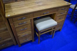 A modern golden oak dressing table and stool, approx. W122 D53 H79cm