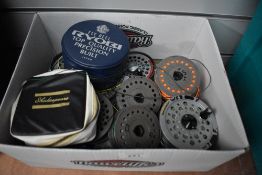 A selection of vintage fly reels including Condex, Ryobi, Beaulite, Gearfly and Intrepid