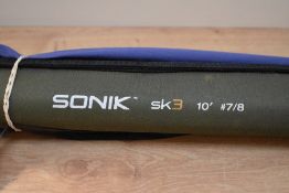 Two fly fishing rods A Daiwa whisker fly 2pc 10ft 6in #7/9 in soft sleeve and a Sonik SK3 10ft #7/