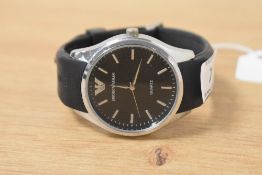 An Emporio Armani gentleman's fashion watch, with stainless steel case and silicone watch strap