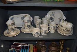 A small quantity of mid-20th Century Sylvac Ware tableware, decorated in a blue leaf design