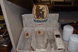 Two vintage sets of Hofmeister lager glasses, in boxes.