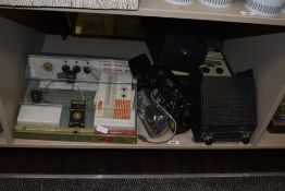 A collection of radios, a car speaker/ radio, Lucas car lamp etc.