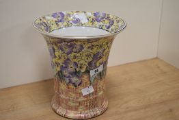 A 20th Century Chinese polychrome porcelain vase, of flared shape, and decorated with a basket of
