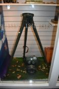 An unusual set of green painted Diskopar viewing binoculars and tripod stand