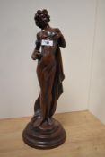 A 20th Century bronze effect figural sculpture, in the Art Nouveau style, measuring 47cm tall
