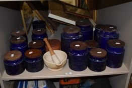 A collection of Hornsea pottery 'Heirloom' in blue colour way, Sugar, coffee, flour etc.