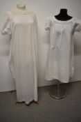 An early 1900s fine cotton nightdress with pin tucks, embroidery and ladder work and a Horrockses