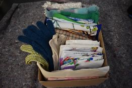 A collection of vintage headscarves, gloves, handkerchiefs etc.