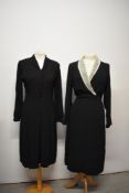Two 1940s black dresses, both in medium to larger sizes.