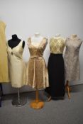 A selection of mixed dresses, predominantly 1960s, mixed sizes and styles, including maxi dress with