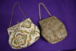 Two vintage hand bags, including silk Art Deco evening bag.