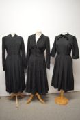 Two 1940s dresses, including full skirted dress with plunging neckline and full skit, also