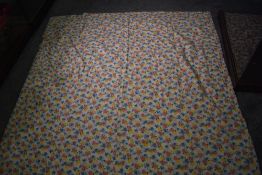 A heavy cotton wool filled rose pink paisley bed cover, around 1930s.