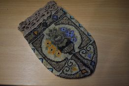 A Victorian beaded drawstring purse or bag.