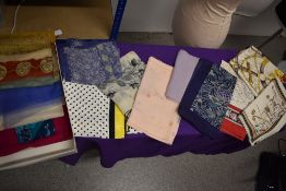 A selection of vintage headscarves, including silk Liberty scarf.