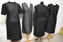 Four 1960s dresses, various styles and sizes.