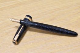 A Parker Vacumatic fountain pen in blue with broad decorative band to the cap and blue diamond