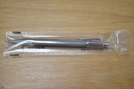 A boxed Caran d'Ache Varius Ivanhoe mechanical pen in woven steel Ref:4460.014. As new still