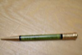 A Parker Duofold propelling pencil in green with ring top
