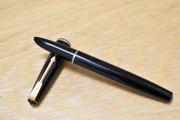 A Parker 17 Lady aero fill fountain pen in black having narrow band to the cap