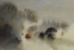 William Edgar Mayer (1910-2002, British), watercolour, 'Evening Trees' & 'Trees In Mist', the latter