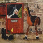 After Alex Clark (20th Century, British), two coloured prints, 'Stable Yard' and 'By The Gate', both