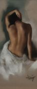 Domingo Alvarez Gomez (b.1942, Spanish), pastel, A seated female nude, signed to the lower right,