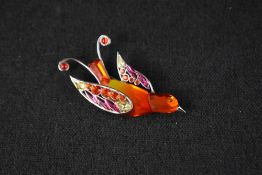 A Daniel Swarovski Fire Opal bird brooch bearing Swarovski backstamp and 925 sterling silver