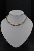 A 9ct gold fancy link watch chain, approx 15' & 37g