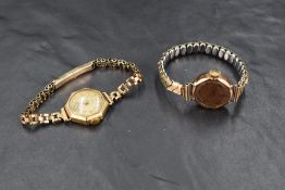 A lady's 9ct gold wrist watch by Hirco having Arabic numeral dial with subsidiary seconds in a