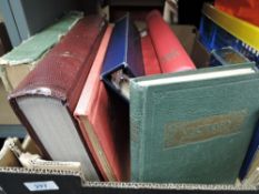 BOX WITH 8 MIXED STAMP COLLECTIONS ALL ERAS, MINT AND USED. Box with 8 varied stamp collections,