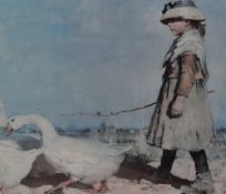 After Sir James Guthrie (1859-1930, Scottish), coloured print, 'To Pastures New', framed and under