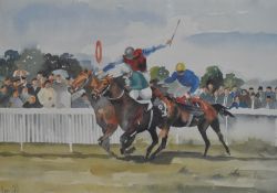 After Stanley Keen (20th Century), coloured print, Two horse racing prints, limited editions,