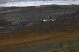 William Edgar Mayer FRSA (1910-2002, British), oil on board, 'Moorland Farm', A semi-abstract