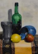 Gary Craig (20th Century, British), oil on canvas, 'Pewter Mug, Lemon, & Apple', signed to the lower