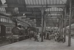 *Local Interest - After John S. Gibb (b.1939, British), monochrome print, 'Carnforth Station', of