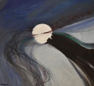 William Edgar Mayer (1910-2002, British), acrylic on board, 'Moon Meeting' & 'Meeting Forms III',