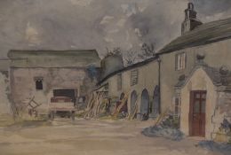 *Local Interest - Alice Brockbank (1886-1958, British), watercolour, Two illustrations of farms,