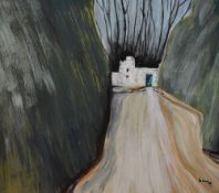 William Edgar Mayer FRSA (1910-2002, British), oil on board, 'The Road II' and 'White House II',
