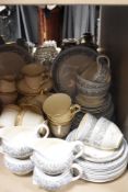 A selection of vintage Meakin table ware, having blue swirled floral pattern with gilt heightening