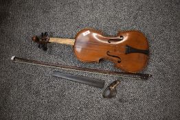 A traditional violin, labelled John G Murdoch, London - The Maidstone, with bow but no case