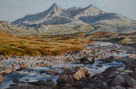 Jean Thomas (20th Century, British), watercolour, The Black Cuillin from Sligachan, Isle of Skye,