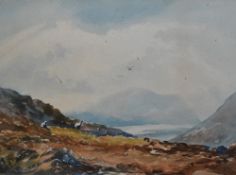 B. Bland (19th/20th Century, British), watercolour, Two landscape paintings depicting mountain and